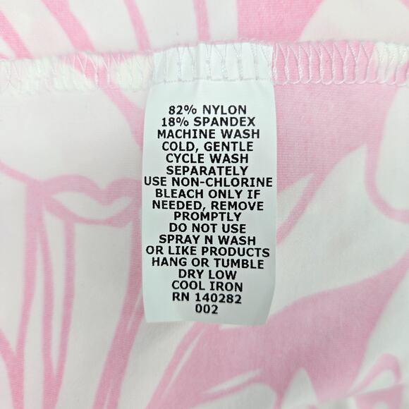 Katherine Way Dress Womens Medium Pink White Floral Stretch Knit Bow at Neck - Picture 11 of 11